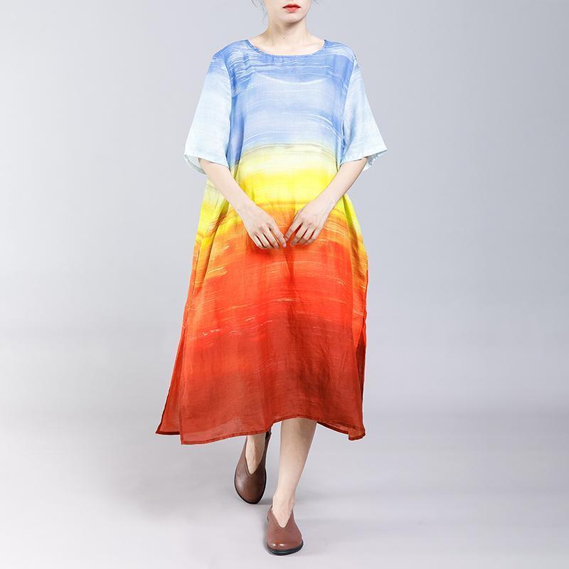 Gradient Color Split Elegant Casual Midi Dress - Omychic