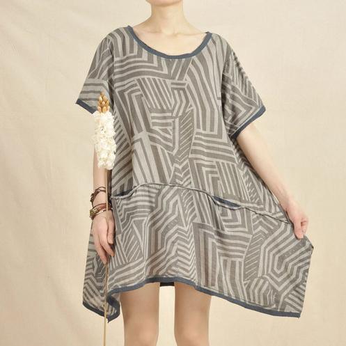 Gray Secret labyrinth sundress oversize shift dress - Omychic