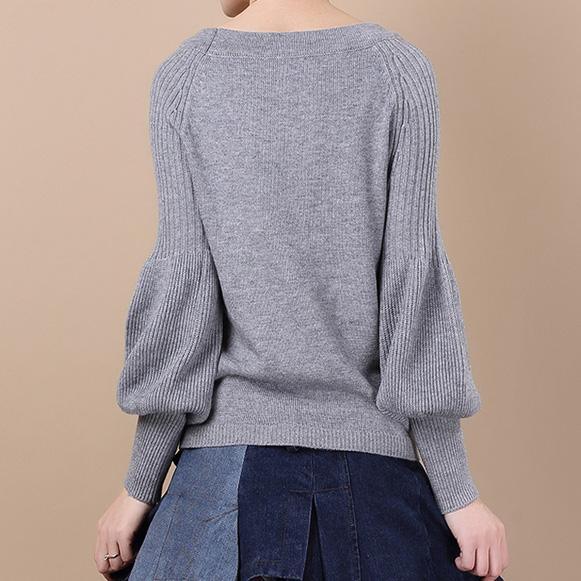 Gray Tunic woolen sweater top - Omychic