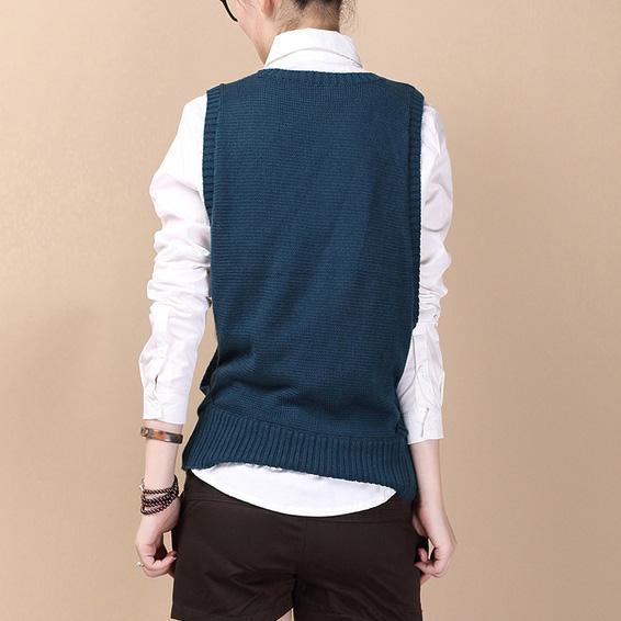 Gray cotton vest sweater plus size - Omychic