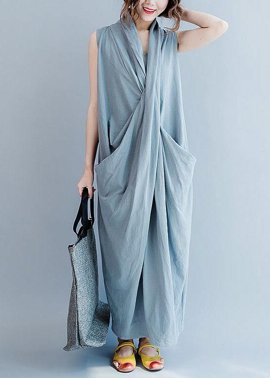 Gray cross bust cotton summer dresses oversize long maxi dress gown caual traveling dress - Omychic