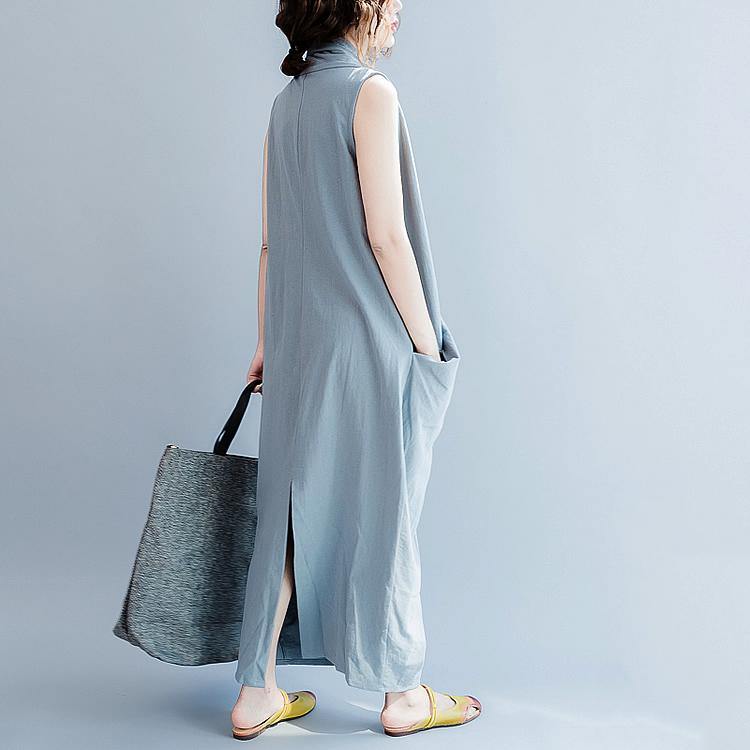 Gray cross bust cotton summer dresses oversize long maxi dress gown caual traveling dress - Omychic