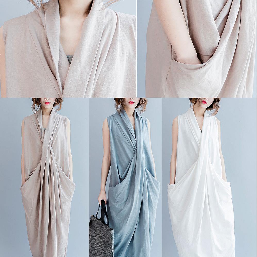 Gray cross bust cotton summer dresses oversize long maxi dress gown caual traveling dress - Omychic