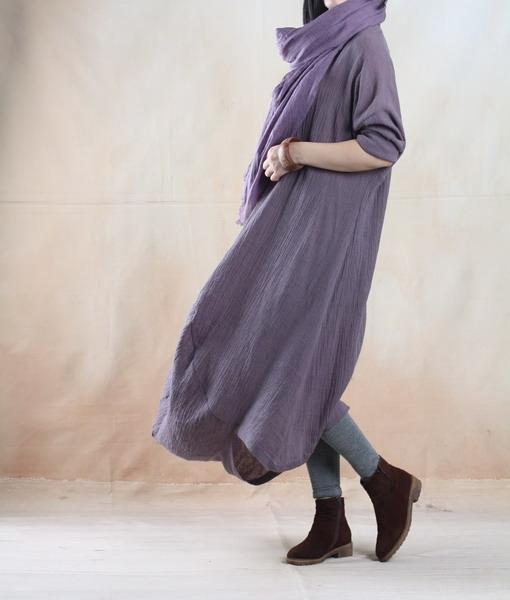 Gray holiday linen maxi dress oversize Asymmetric caftan dresses - My freedom - Omychic
