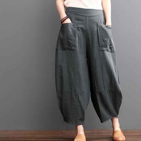 Gray linen bloomers women pants summer knickers - Omychic