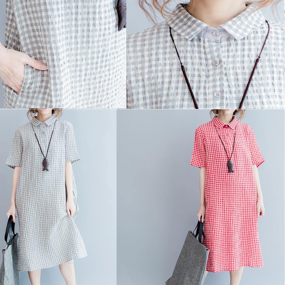 Gray linen dresses summer plus size linen shirt dress long linen caftans 2017 collection - Omychic