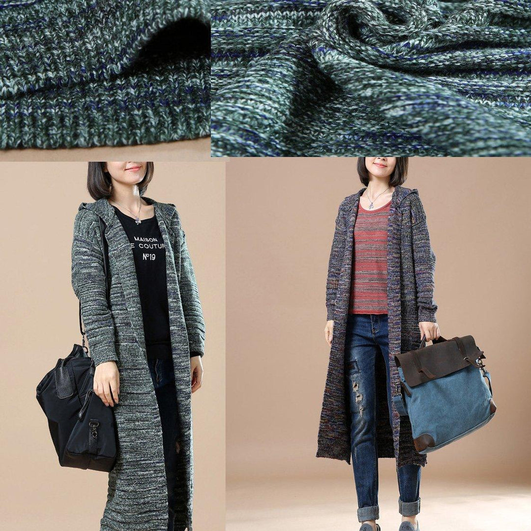 Gray long woman knit cardigans oversize coats - Omychic