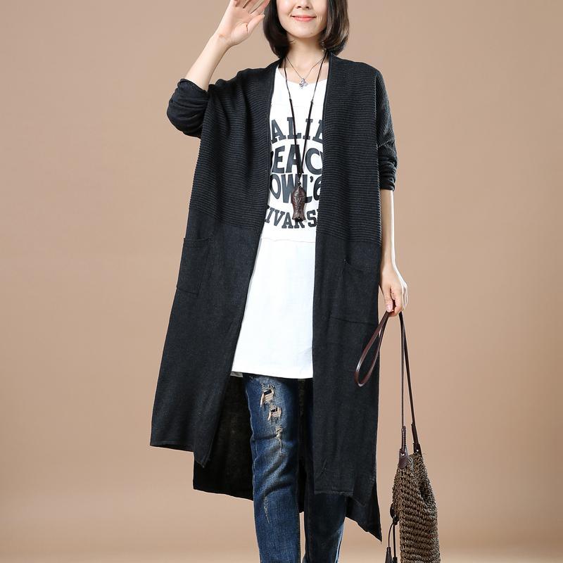 Gray long women knitted cardigans - Omychic