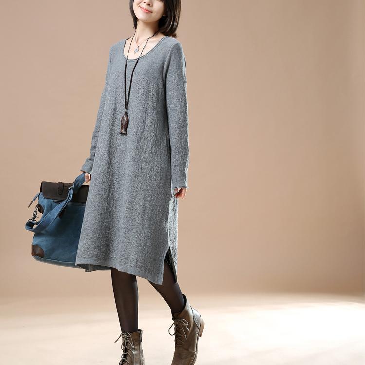 Gray loose sweater dresses oversize sweaters blouses - Omychic