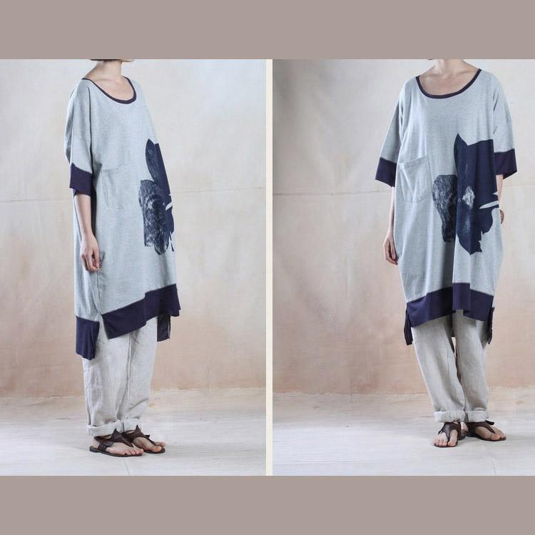 Gray oversize cotton maxi dress summer loose fit sundress caftan-will be available soon - Omychic