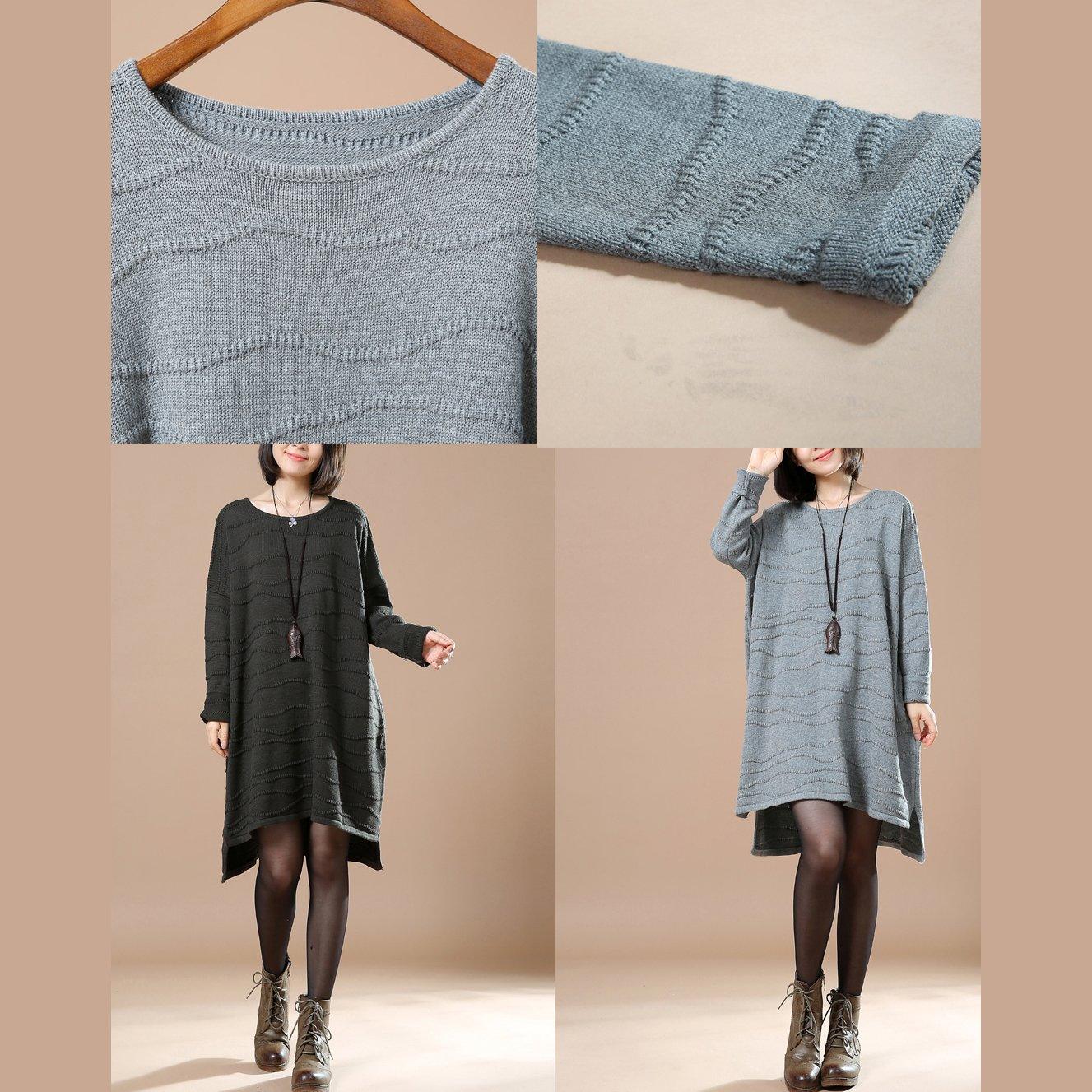 Gray oversize sweaters Curving mountains - Omychic