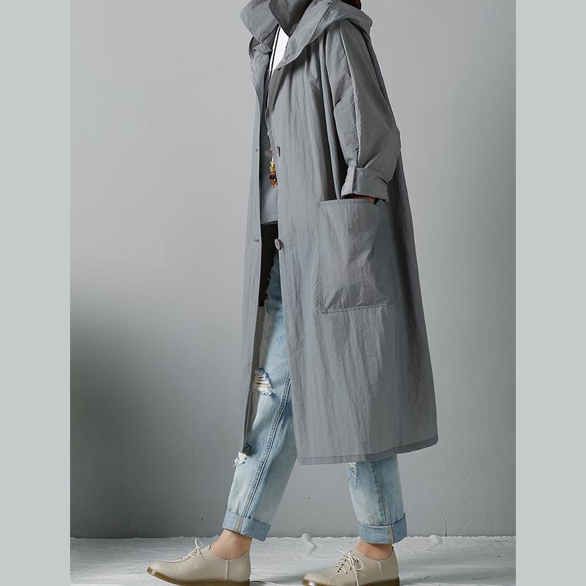 Gray oversized hoodie cardigans winter coats - Omychic