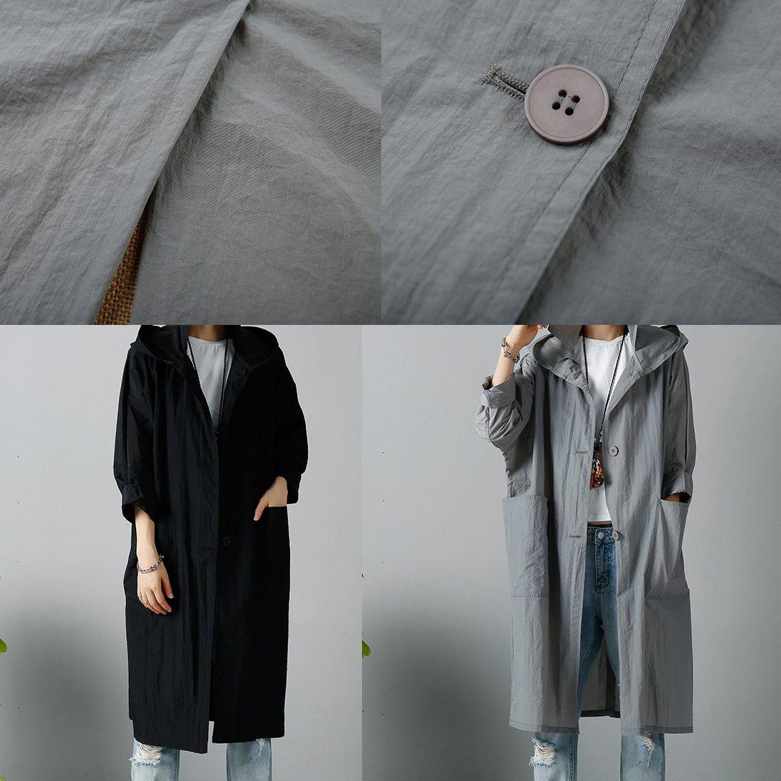 Gray oversized hoodie cardigans winter coats - Omychic