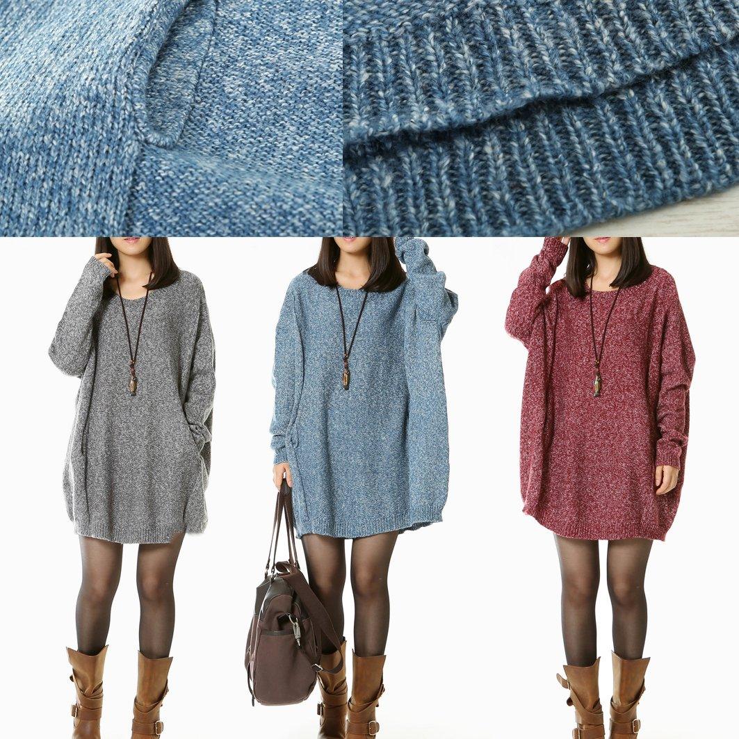 Gray oversized woman sweaters top - Omychic