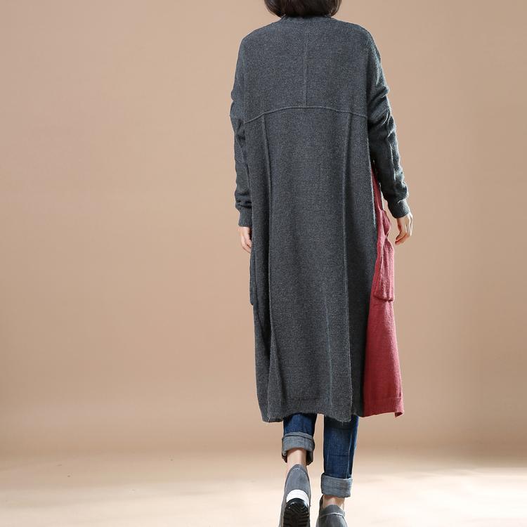 Gray plus size knit cardigans women winter coats - Omychic