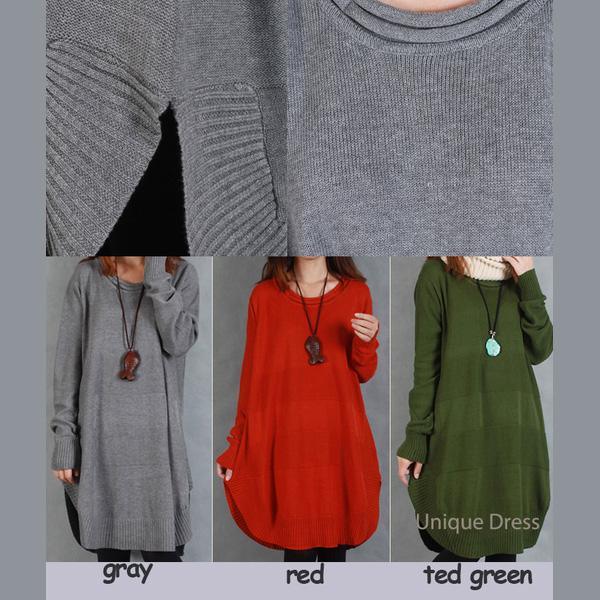 Gray side open women sweater dress - Omychic