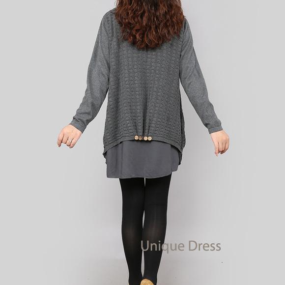 Gray spring sweater knit women cardigan - Omychic
