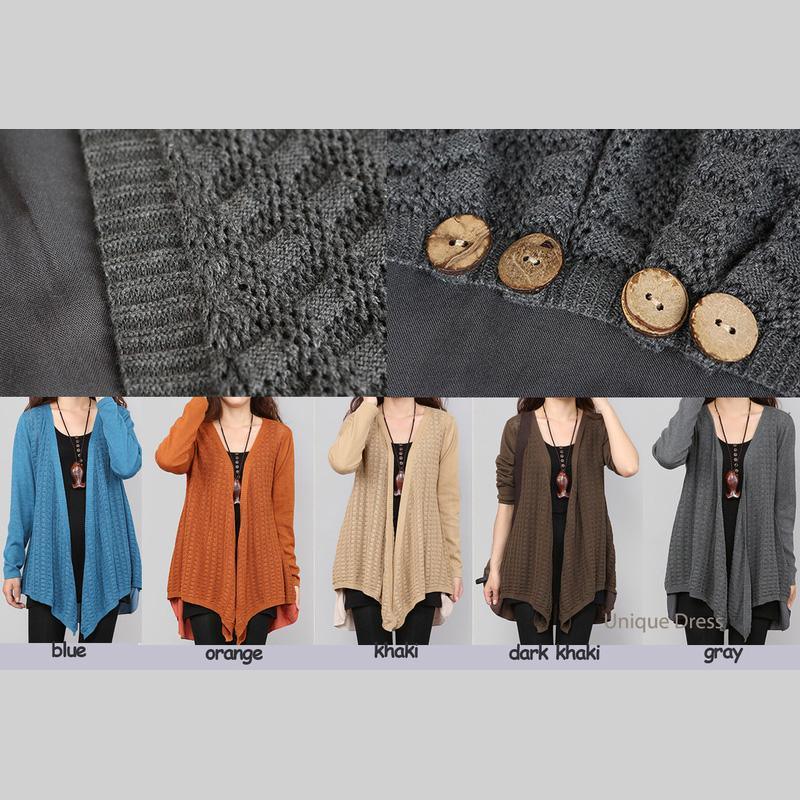 Gray spring sweater knit women cardigan - Omychic