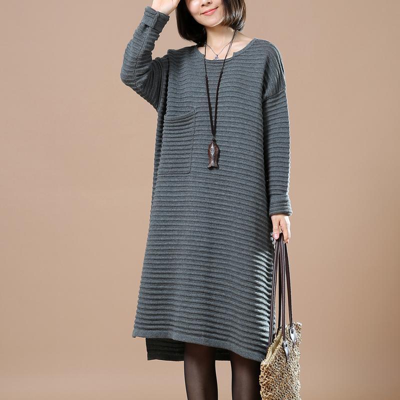 Gray sweaters oversized woman sweater dresses - Omychic