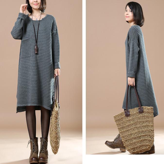 Gray sweaters oversized woman sweater dresses - Omychic