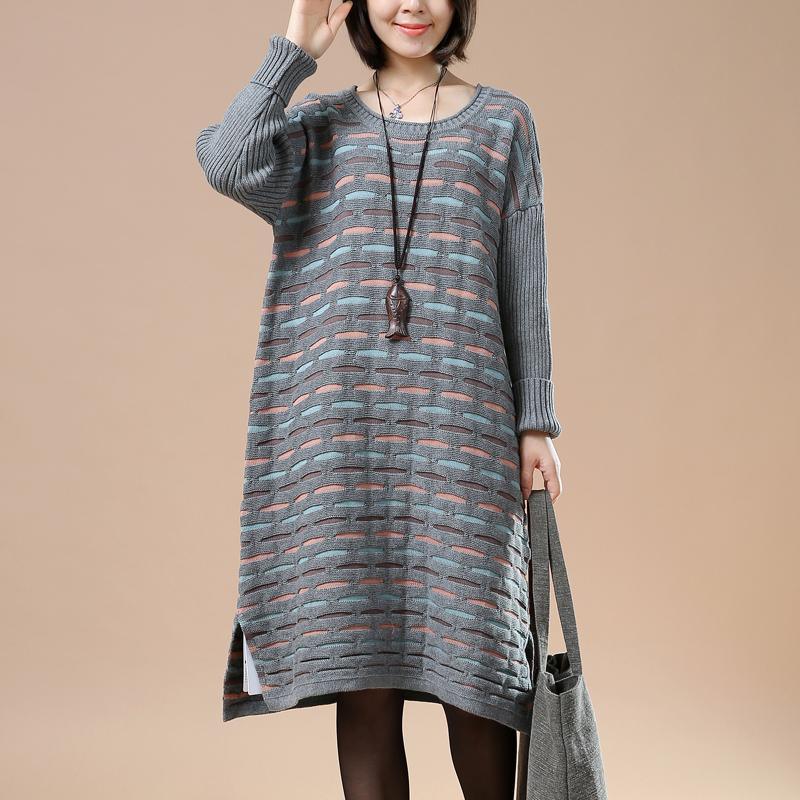 Gray sweaters plus size knit winter dresses the lake - Omychic