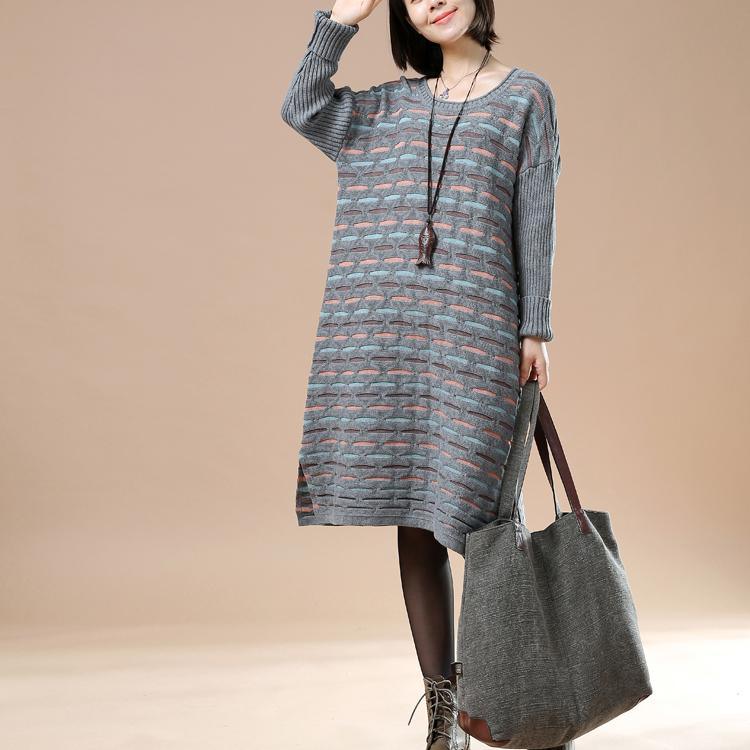 Gray sweaters plus size knit winter dresses the lake - Omychic