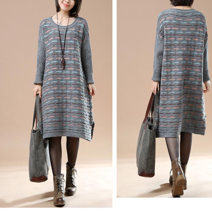 Gray sweaters plus size knit winter dresses the lake - Omychic