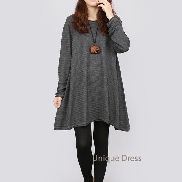 Gray woolen plus size long women sweater - Omychic