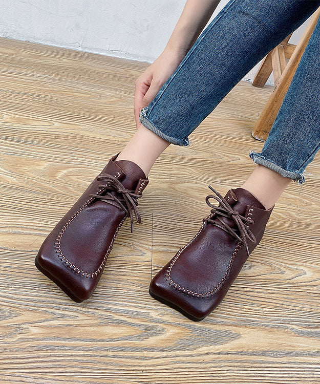 Green Cross Strap Handmade Comfy Splicing Ankle Boots