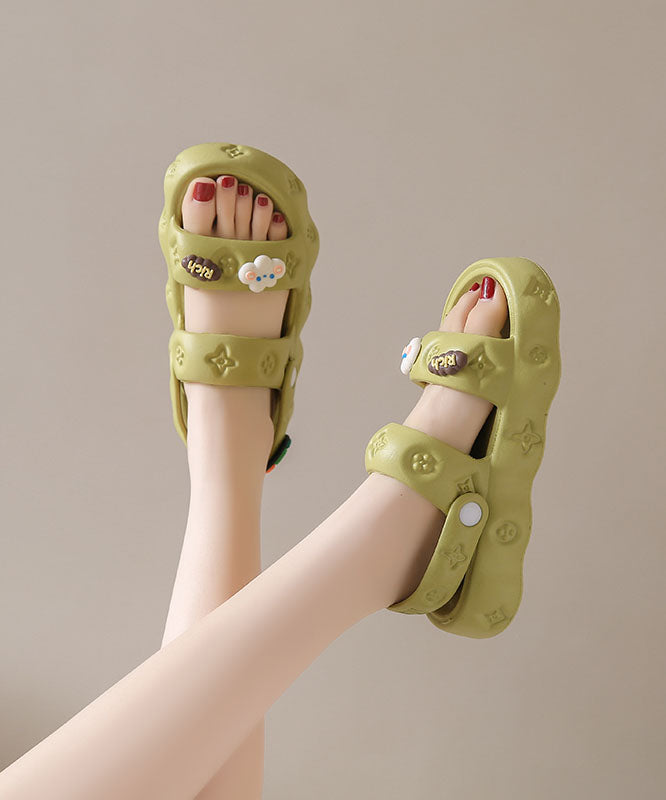 Green Platform Casual Decorated Splicing Beach Slide Sandals