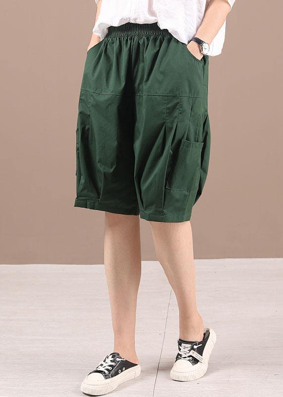 Green Regular High Waist Pockets Summer Shorts Pants - Omychic