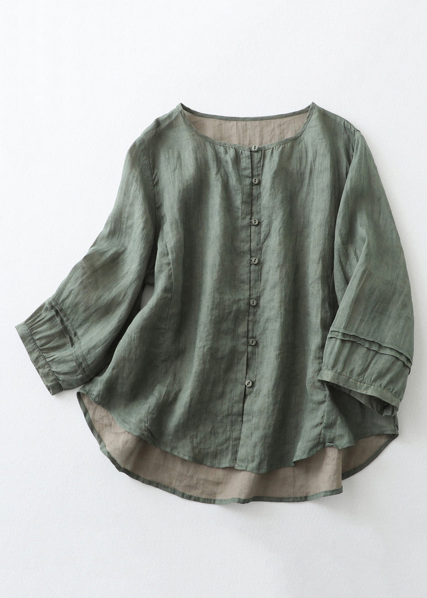 Short-Sleeved Solid Color Patchwork T-Shirt