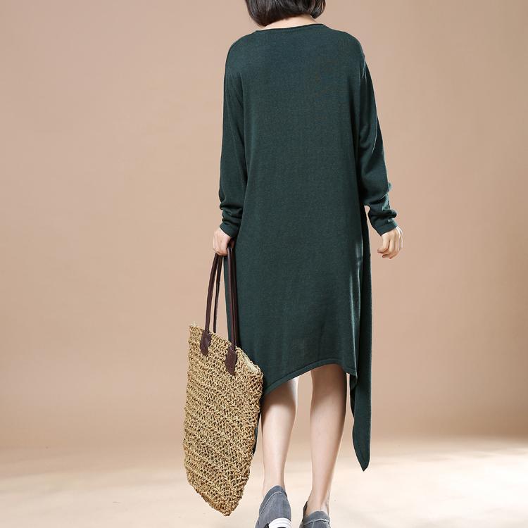 Green V neck sweater dresses plus size knit caftans - Omychic