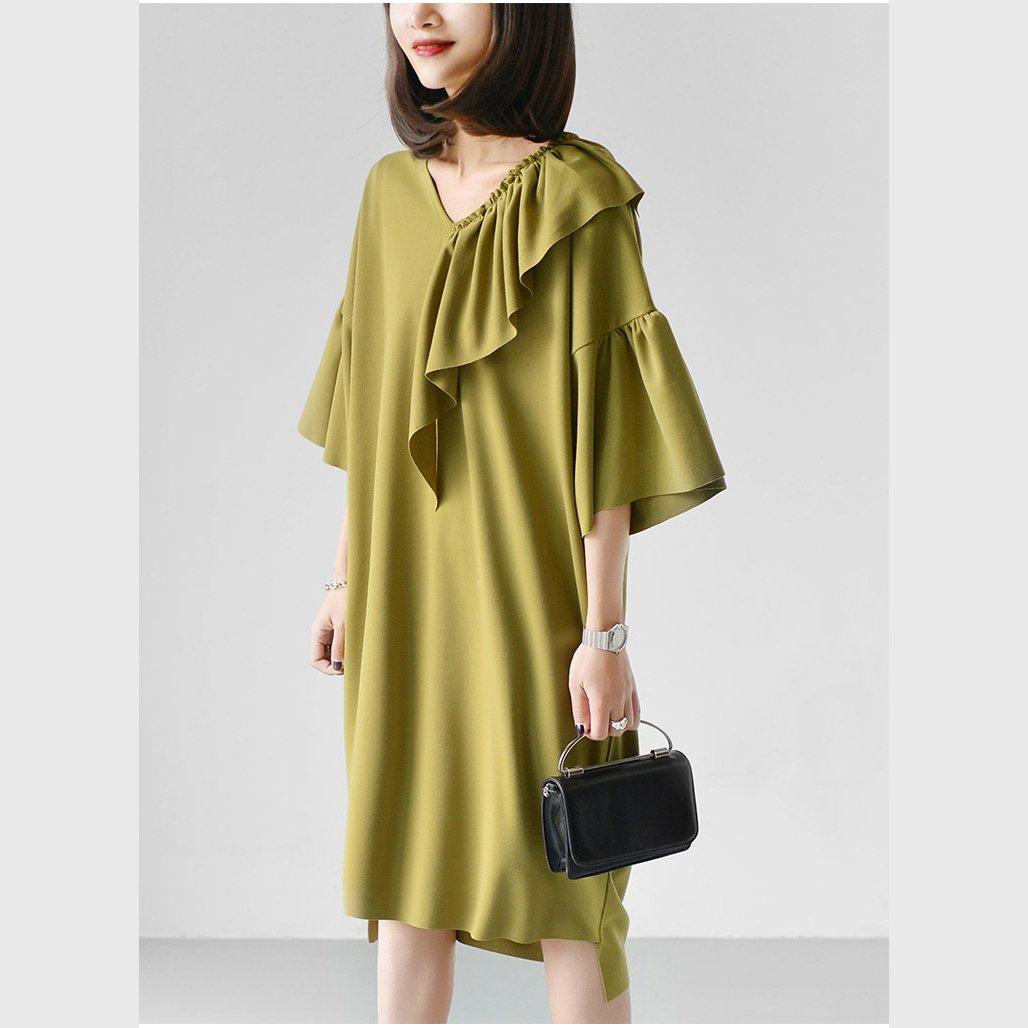 Green casual dresses plus size causal cozy comfortable modal caftans - Omychic