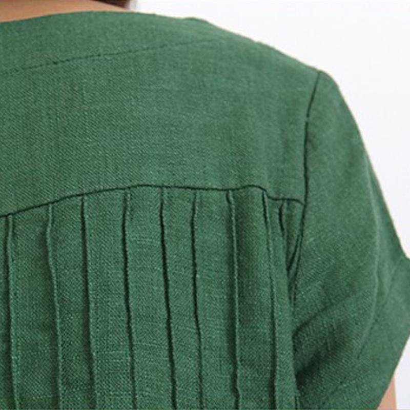 Green cotton sundress oversize summer linen maxi dress - Omychic