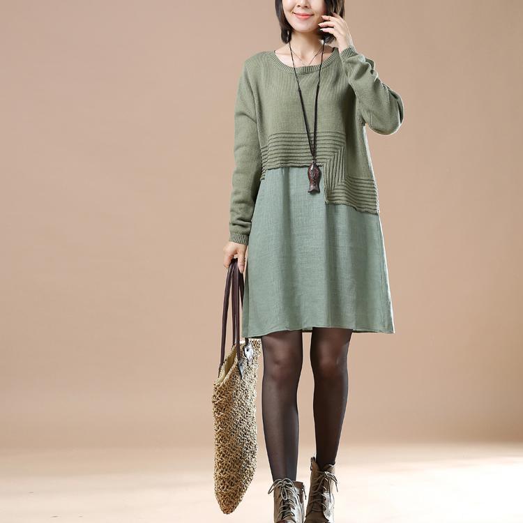 Green new patter knit sweaters plus size knit dresses woman - Omychic