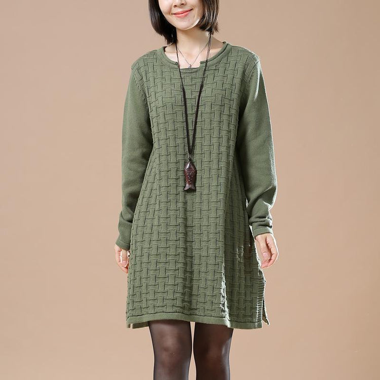 Green oversize new sweaters spring dresses knitted - Omychic