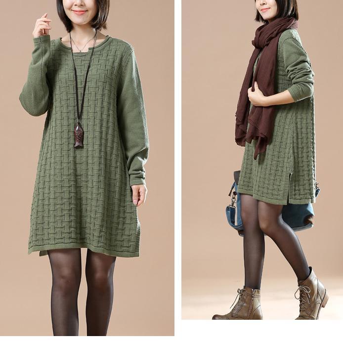 Green oversize new sweaters spring dresses knitted - Omychic