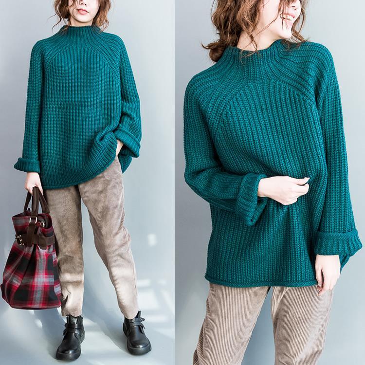 Green oversized chunky knit sweaters long sleeve womens baggy knitwear pullover - Omychic