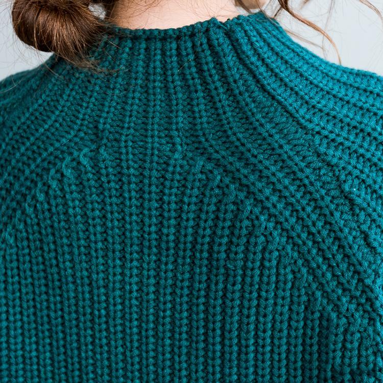 Green oversized chunky knit sweaters long sleeve womens baggy knitwear pullover - Omychic