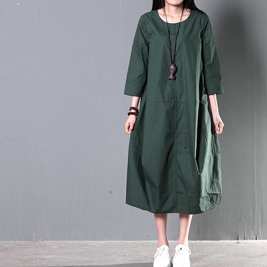 Green plus size cotton sundress summer maxi dresses causal traveling dresses - Omychic