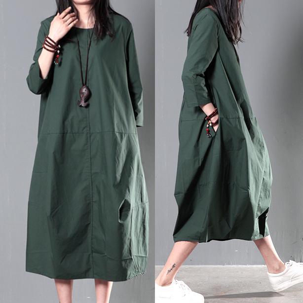 Green plus size cotton sundress summer maxi dresses causal traveling dresses - Omychic