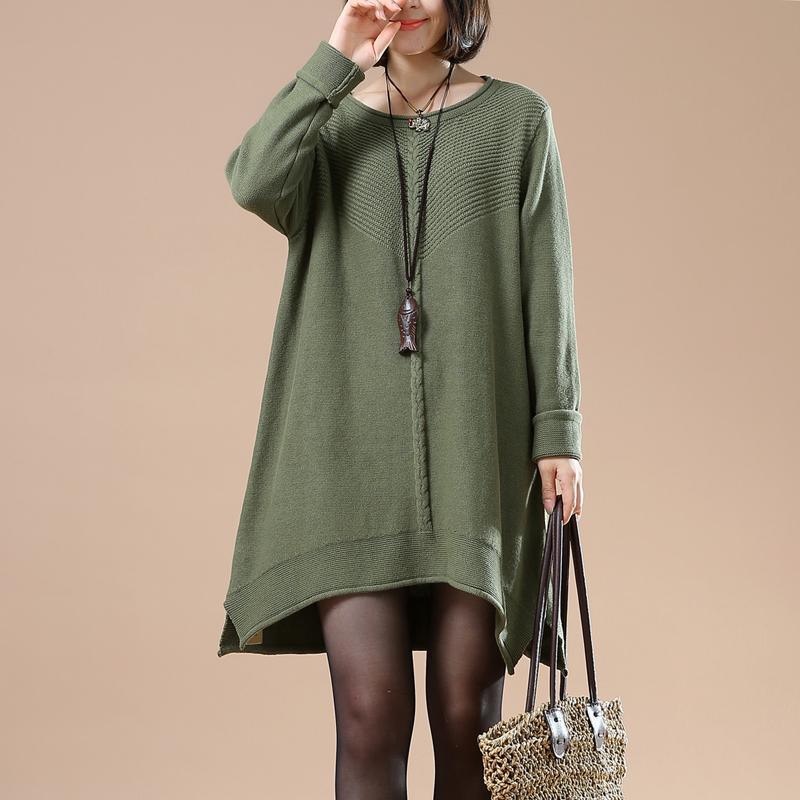 Green plus size pullover sweater dresses - Omychic