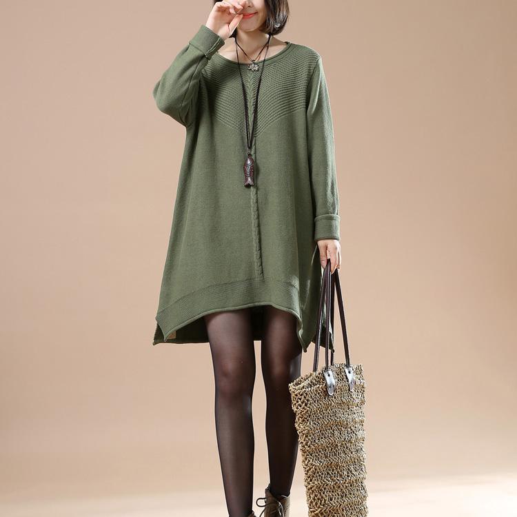 Green plus size pullover sweater dresses - Omychic