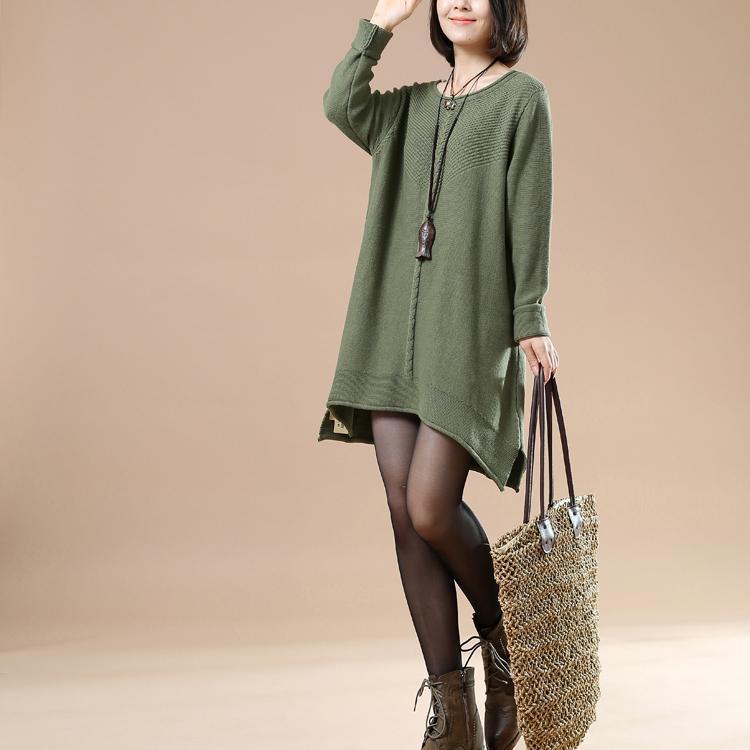 Green plus size pullover sweater dresses - Omychic