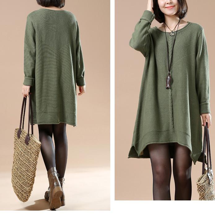 Green plus size pullover sweater dresses - Omychic