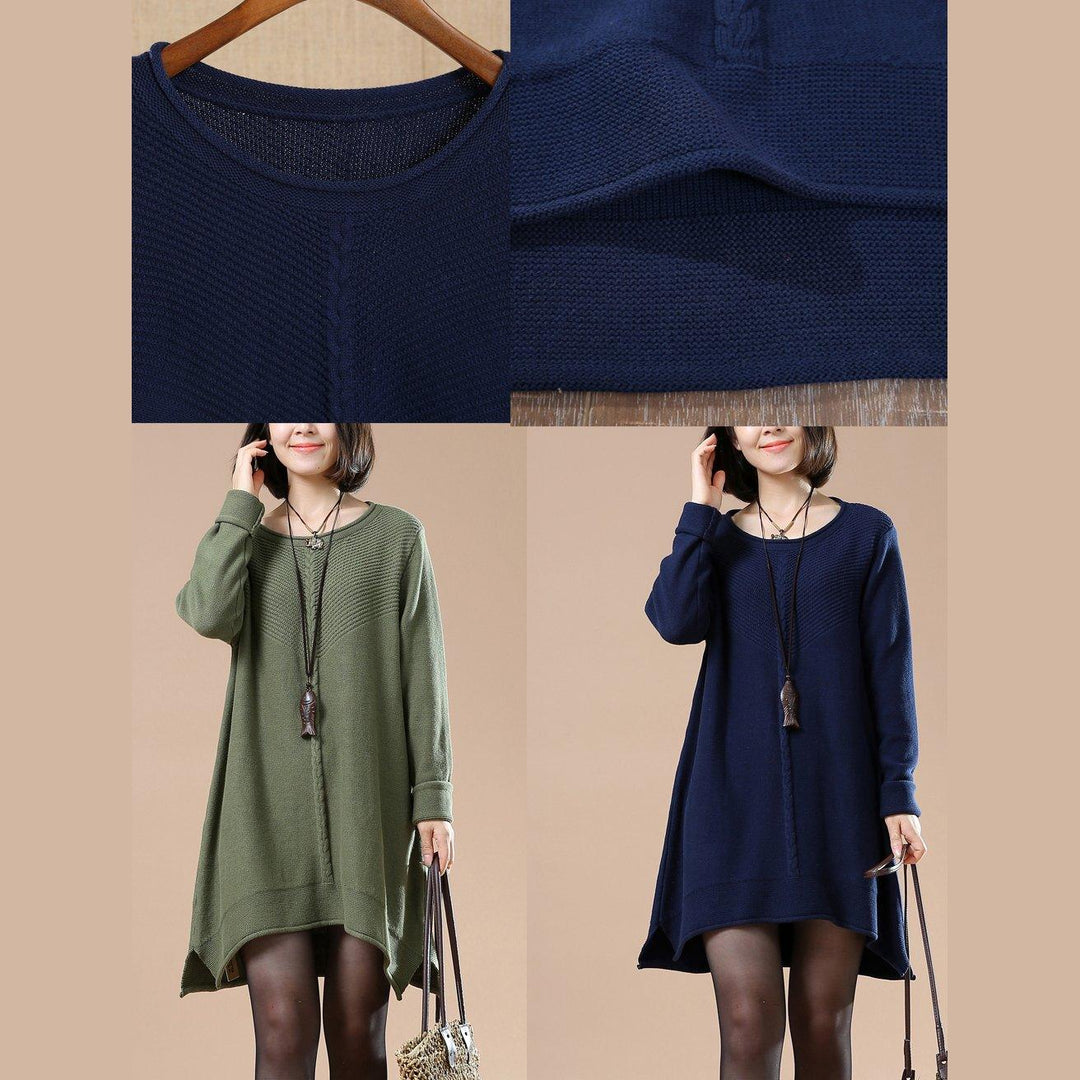 Green plus size pullover sweater dresses - Omychic