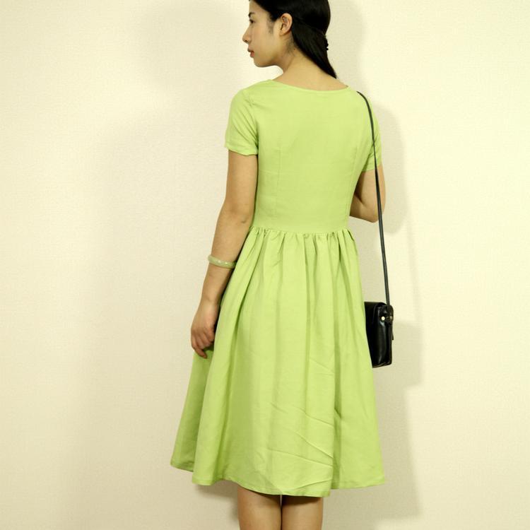 Green Retro Linen Sundress Long Summer Linen Maxi Dresses - Omychic