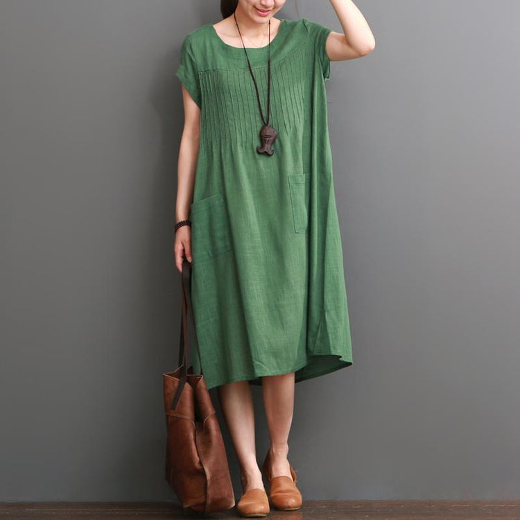Green Summer Cotton Dress Plus Size Cotton Maxi Dresses ( Limited Stock) - Omychic