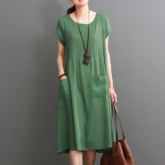 Green Summer Cotton Dress Plus Size Cotton Maxi Dresses ( Limited Stock) - Omychic